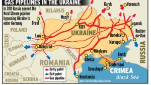 Схема газовых трубопроводов по территории Украины